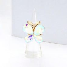 Load image into Gallery viewer, Gold Butterfly Crystal Stone Cluster Stretch Ring
