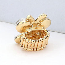 Load image into Gallery viewer, Gold Butterfly Crystal Stone Cluster Stretch Ring
