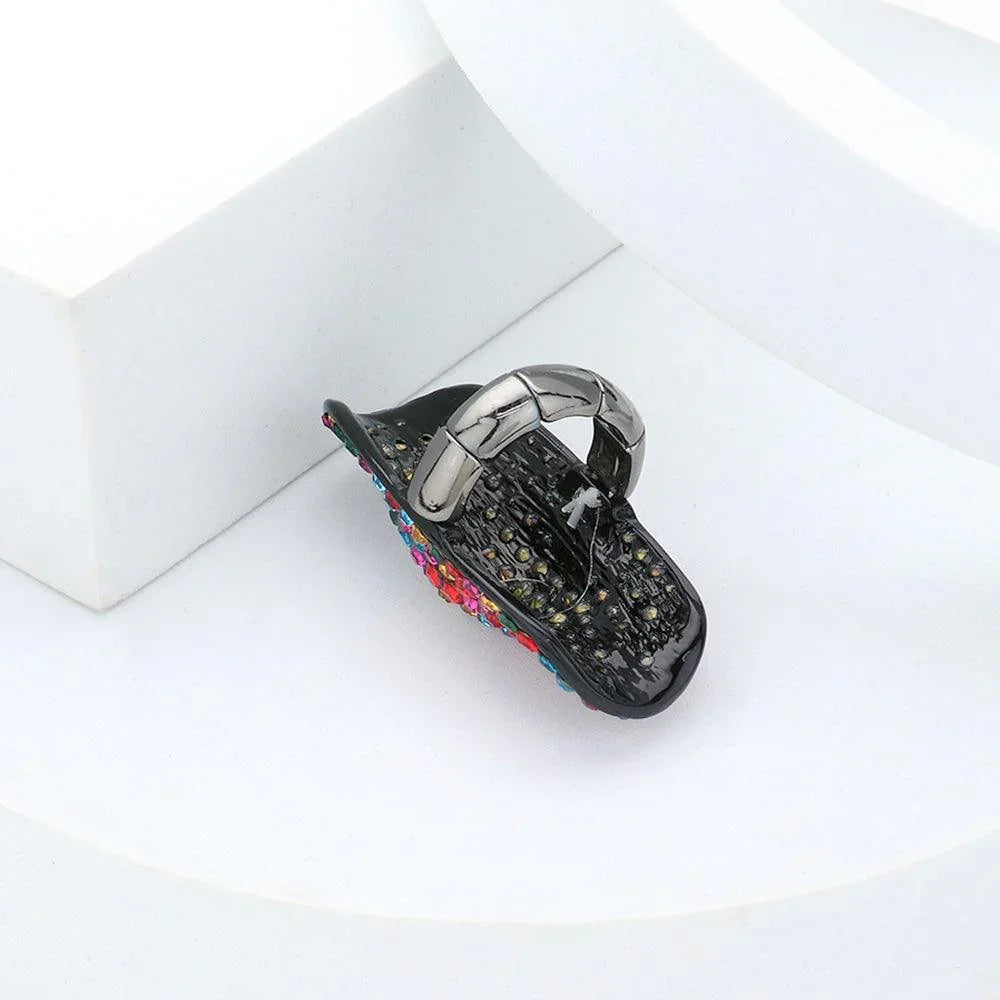 Black Crystal Rhinestone Pave Stretch Cocktail Ring - Jewelry Store by Erik Rayo