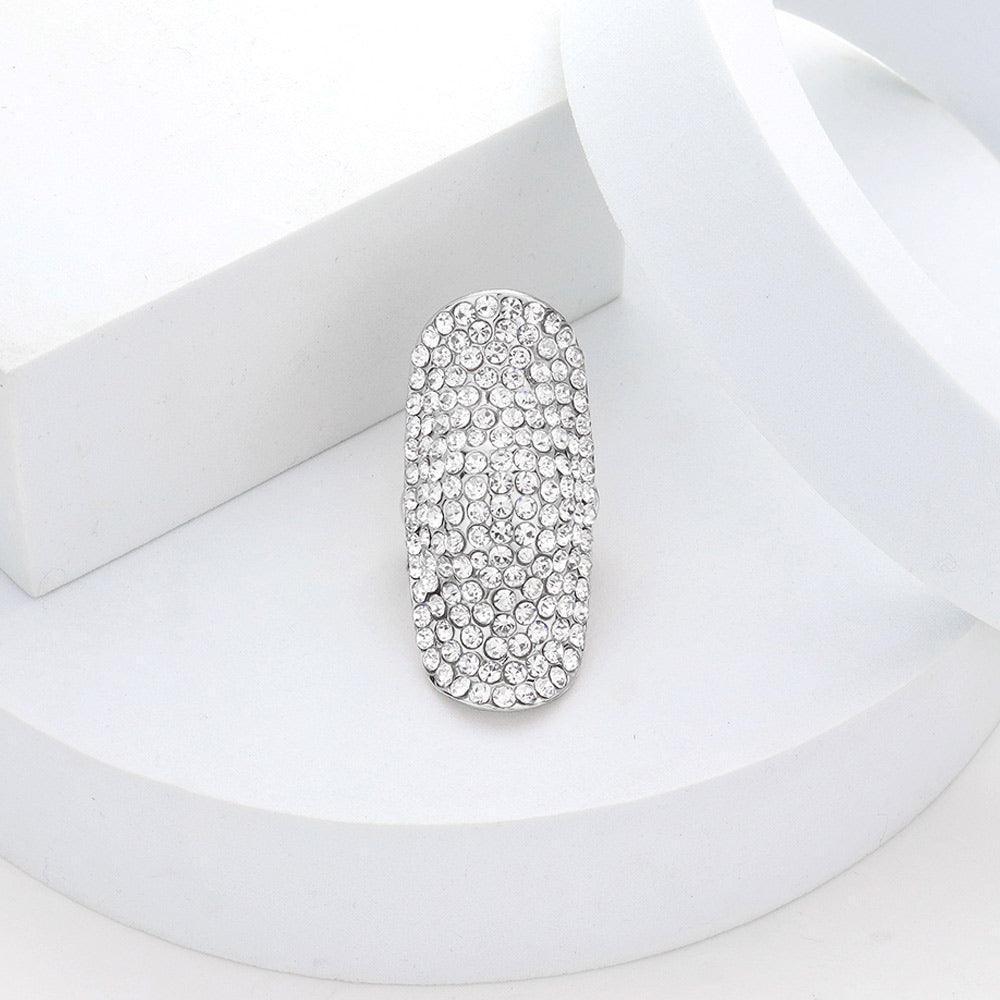 Crystal Rhinestone Pave Stretch Cocktail Ring - Jewelry Store by Erik Rayo