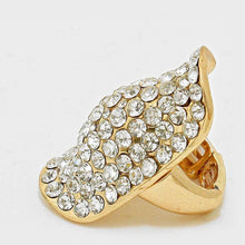 Load image into Gallery viewer, Gold Crystal Rhinestone Pave Stretch Cocktail Ring
