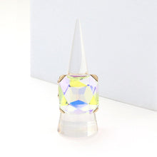 Load image into Gallery viewer, Gold Crystal Square Stone Cluster Stretch Ring
