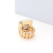 Load image into Gallery viewer, Gold Crystal Square Stone Cluster Stretch Ring
