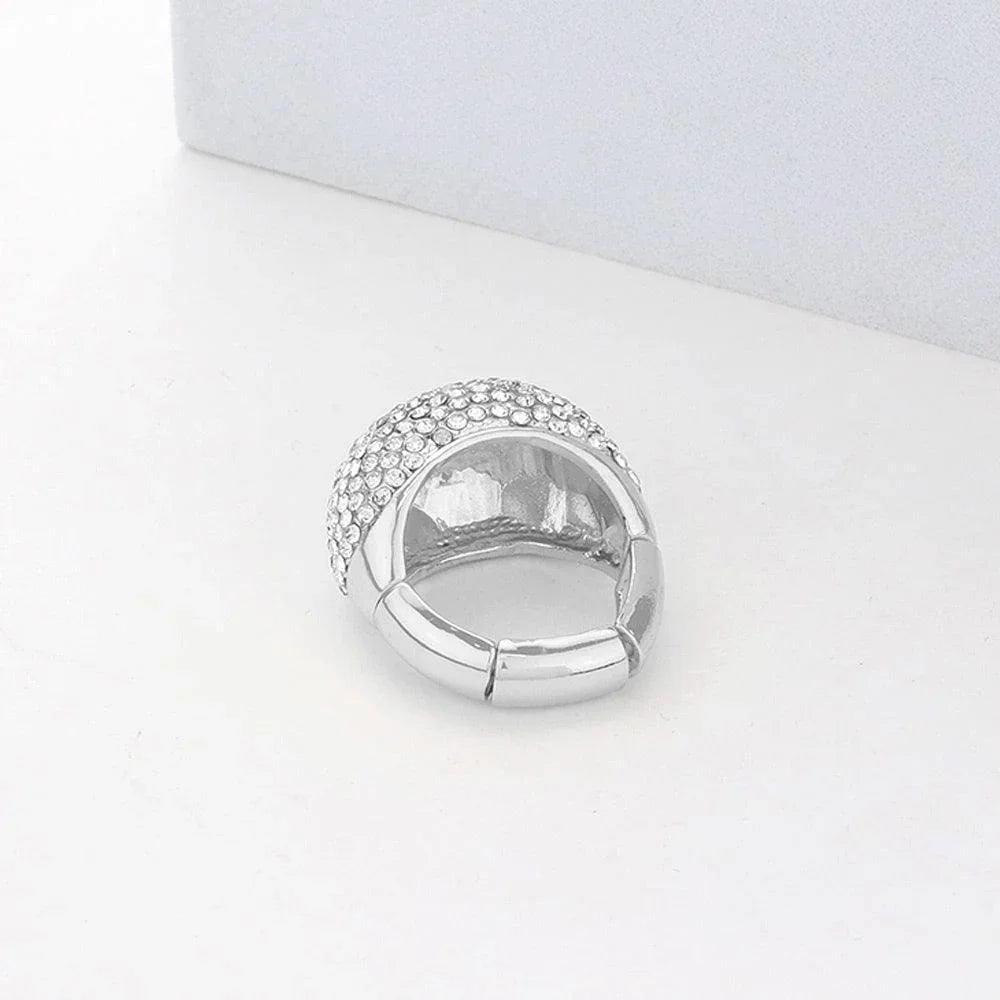 Clear Crystal Pave Dome Stretch Ring - Jewelry Store by Erik Rayo