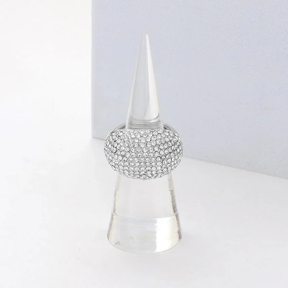 Clear Crystal Pave Dome Stretch Ring - Jewelry Store by Erik Rayo