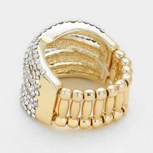 Load image into Gallery viewer, Gold Twisted rhinestone stretch ring
