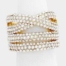 Load image into Gallery viewer, Gold Twisted rhinestone stretch ring
