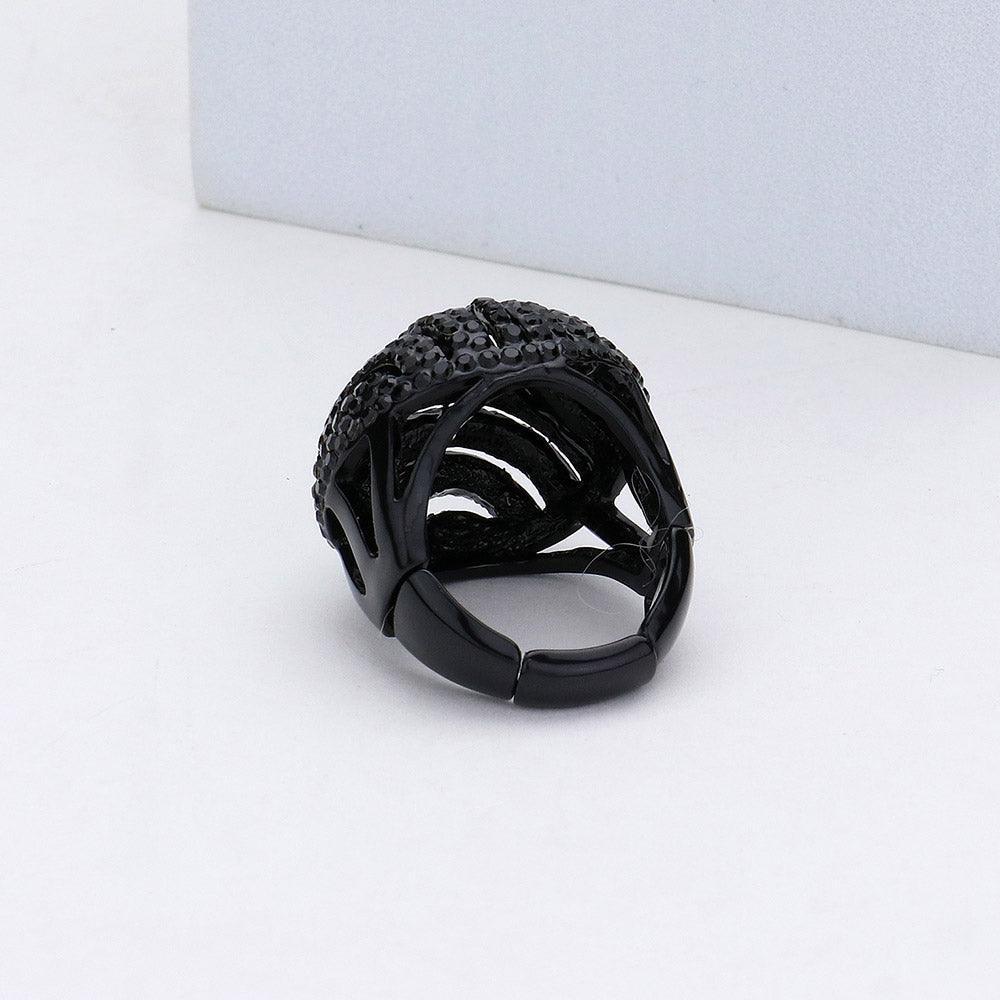 Black Rhinestone Paved Stretch Ring - Jewelry Store by Erik Rayo
