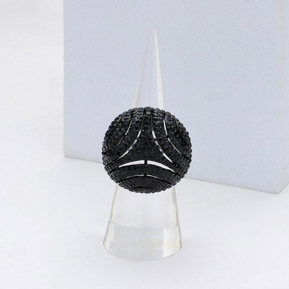 Black Rhinestone Paved Stretch Ring - Jewelry Store by Erik Rayo