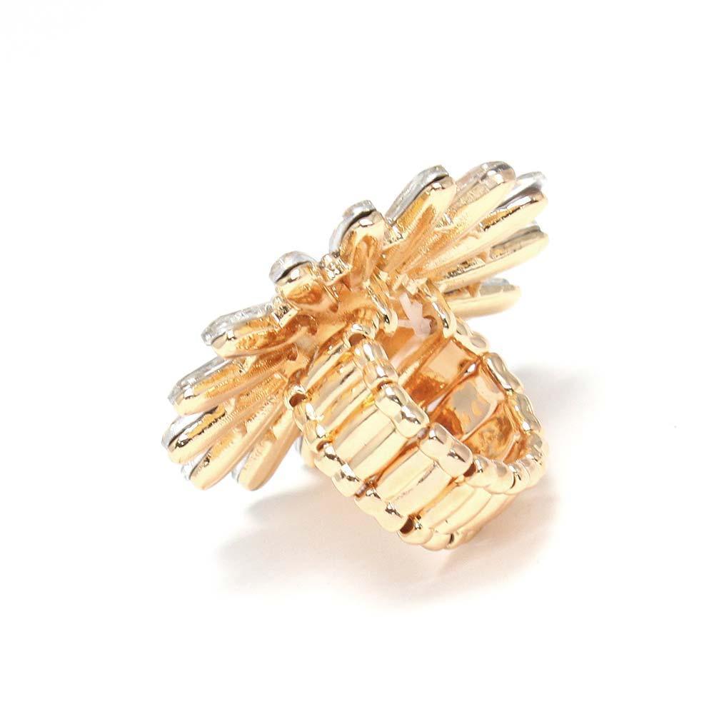 Gold Round Teardrop Stone Flower Stretch Ring - Jewelry Store by Erik Rayo