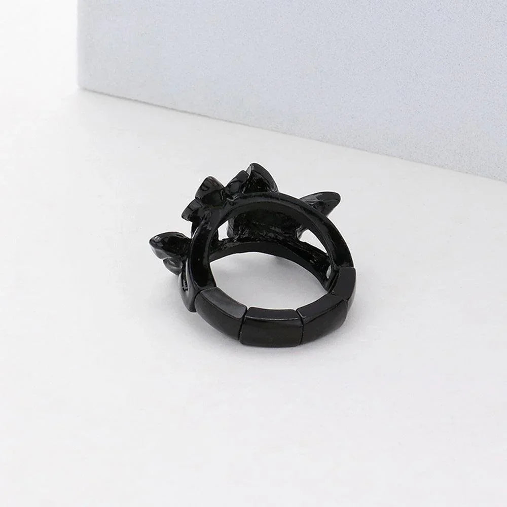 Black Rhinestone Paved Triple Butterfly Stretch Ring - Jewelry Store by Erik Rayo