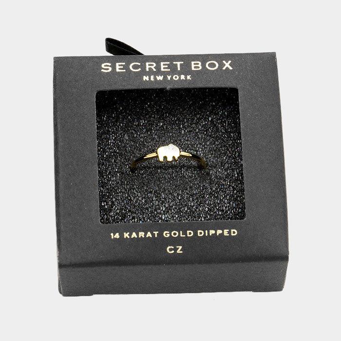 14K Gold Dipped CZ Elephant Ring