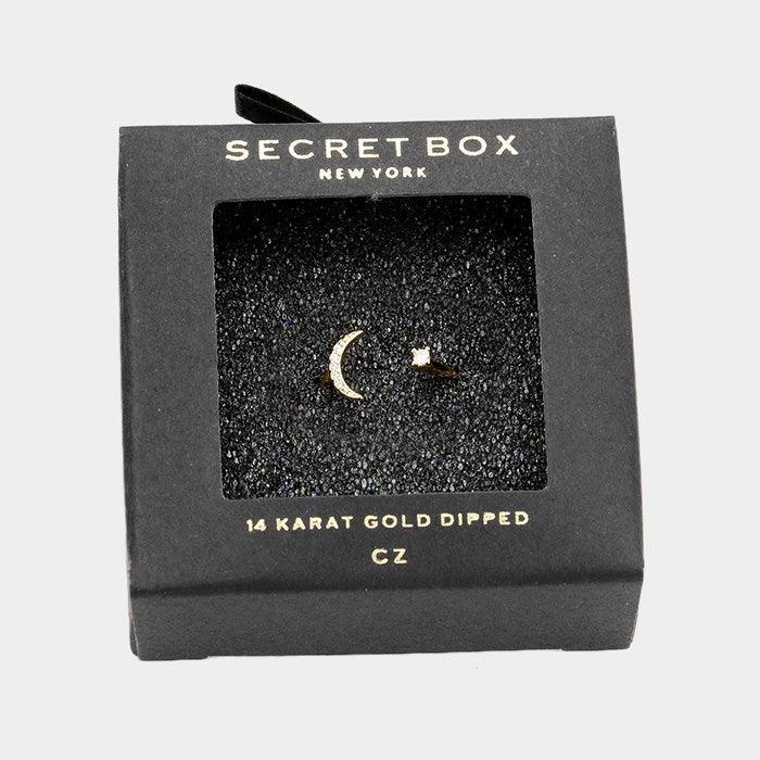 14K Gold Dipped CZ Crescent Moon Ring - Jewelry Store by Erik Rayo