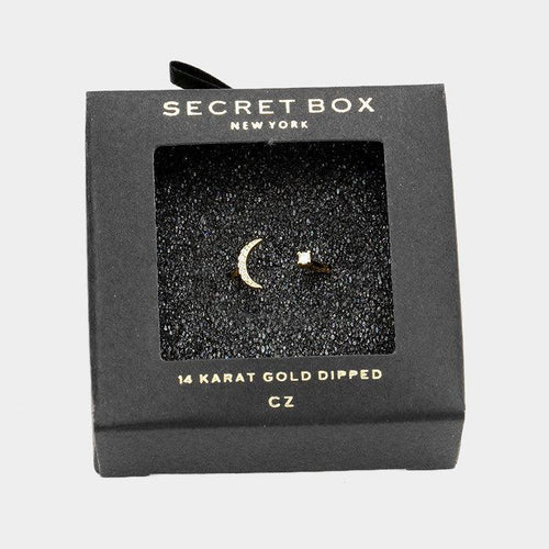 14K Gold Dipped CZ Crescent Moon Ring - Jewelry Store by Erik Rayo