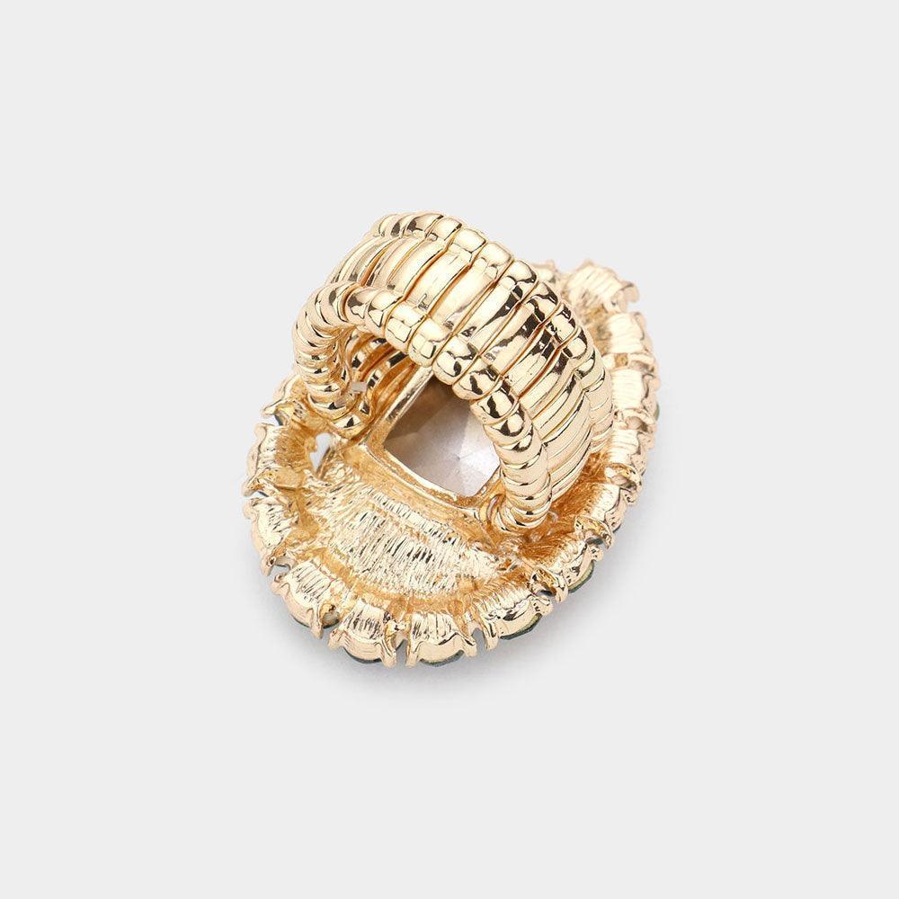 Blue Crystal Rhinestone Teardrop Stretch Cocktail Ring - Jewelry Store by Erik Rayo