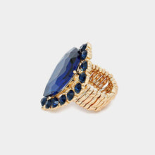 Load image into Gallery viewer, Gold Crystal Rhinestone Teardrop Stretch Cocktail Ring
