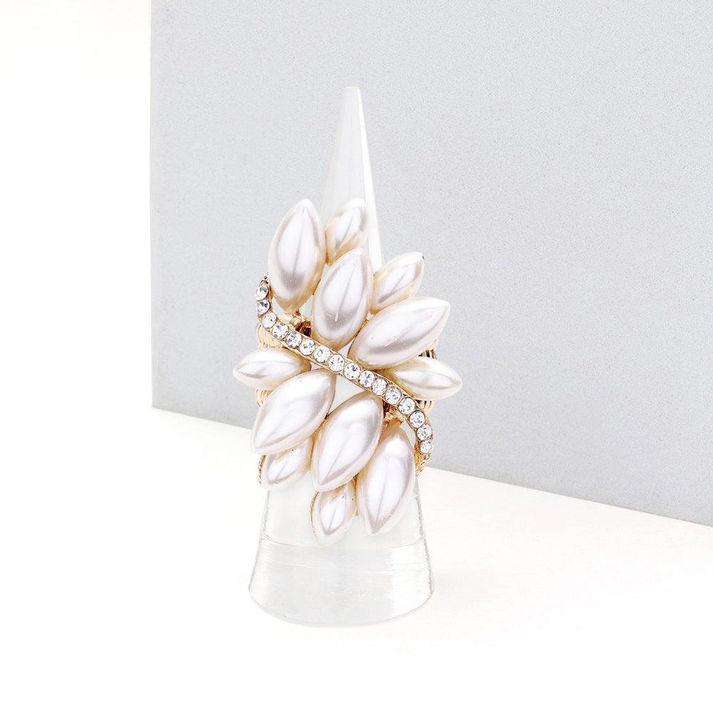 Cream Pearl Cluster Stretch Ring - Jewelry Store by Erik Rayo