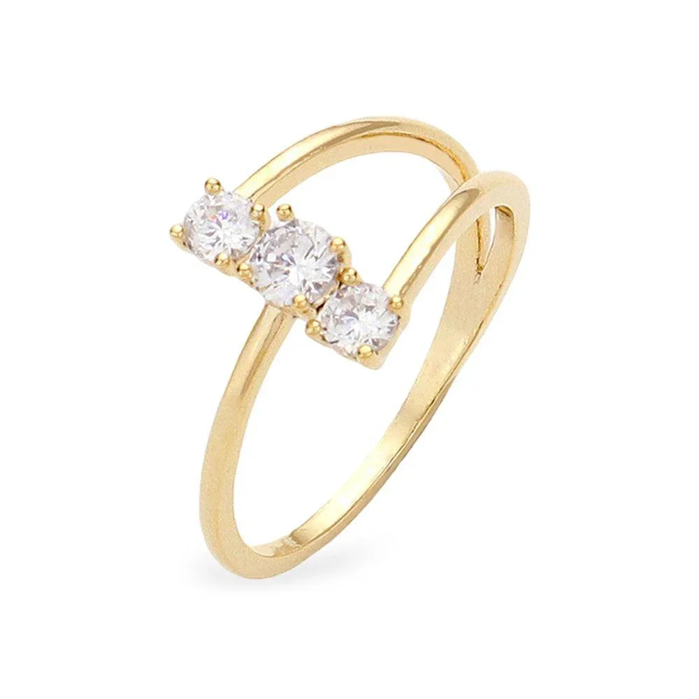 Gold Brass Metal Triple Round Stone Embellished Ring - Jewelry Store by Erik Rayo