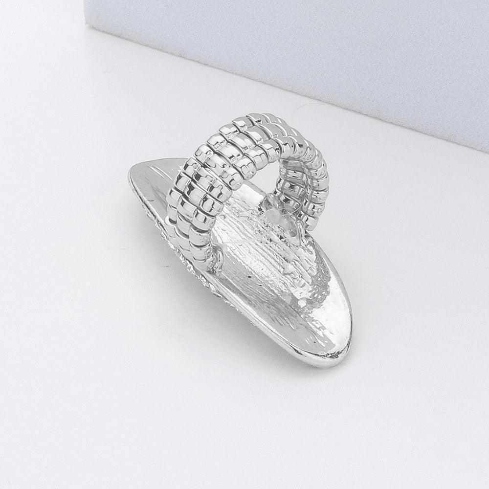 Clear Rhinestone Paved Long Oval Stretch Ring - Jewelry Store by Erik Rayo