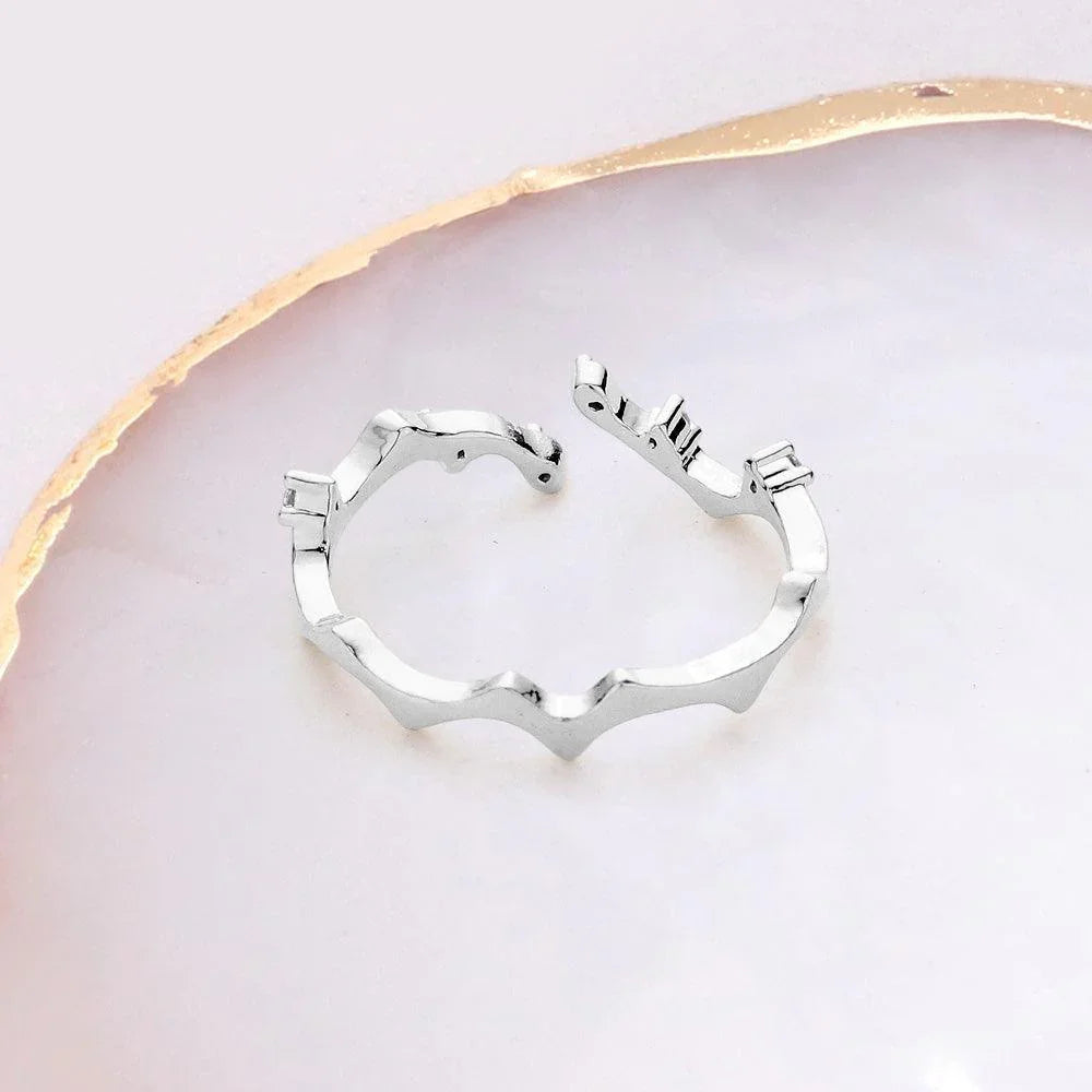 Brass Metal Stone Embellished Twig Ring - Jewelry Store by Erik Rayo