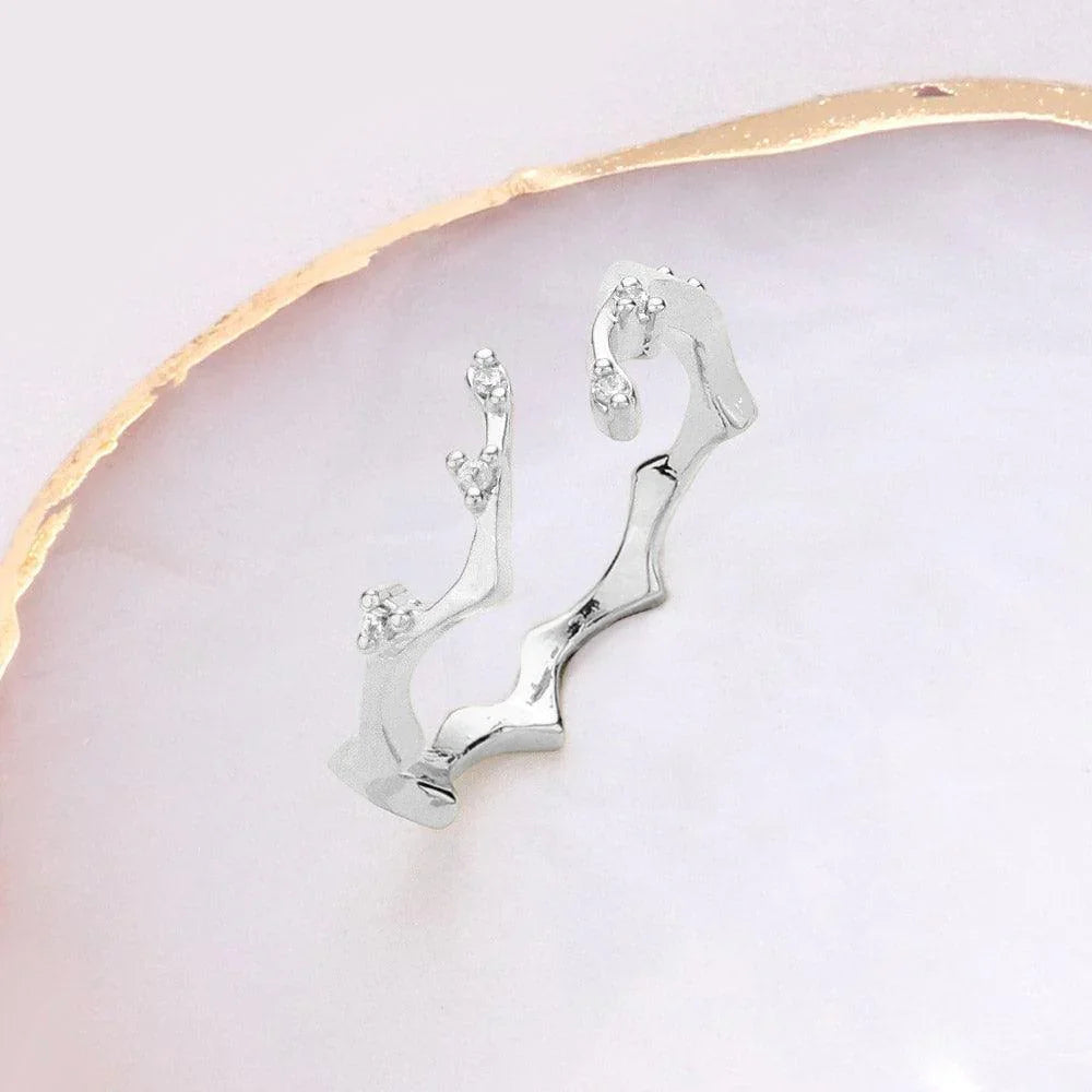 Brass Metal Stone Embellished Twig Ring - Jewelry Store by Erik Rayo