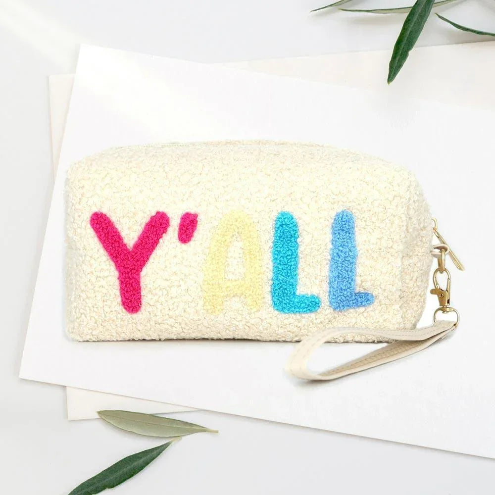 Faux Fur Yall Message Pouch With Wristlet