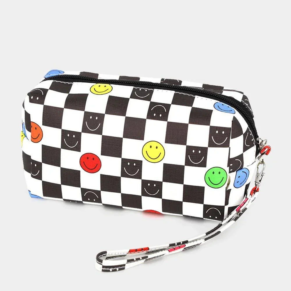 Smile Pointed Check Patterned Wristlet Pouch Bag - Jewelry Store by Erik Rayo