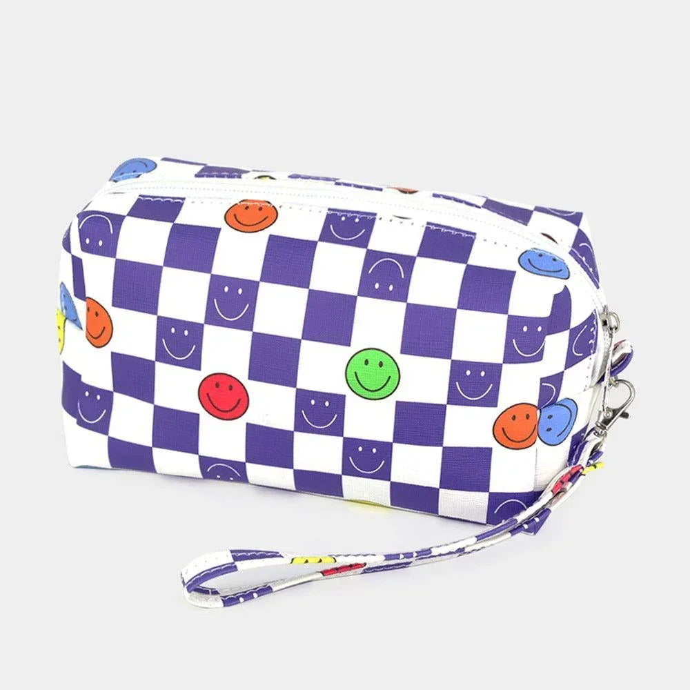 Smile Pointed Check Patterned Wristlet Pouch Bag - Jewelry Store by Erik Rayo