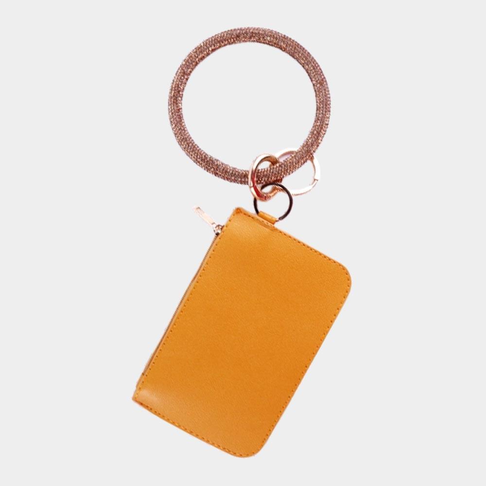 Mustard Faux Leather Mini Pouch Bag / Keychain / Bracelet