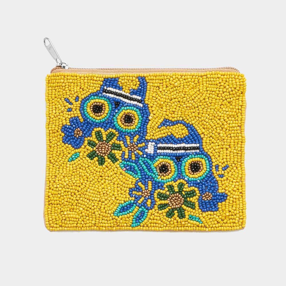 Seed Beaded Owl Mini Pouch Bag - Jewelry Store by Erik Rayo