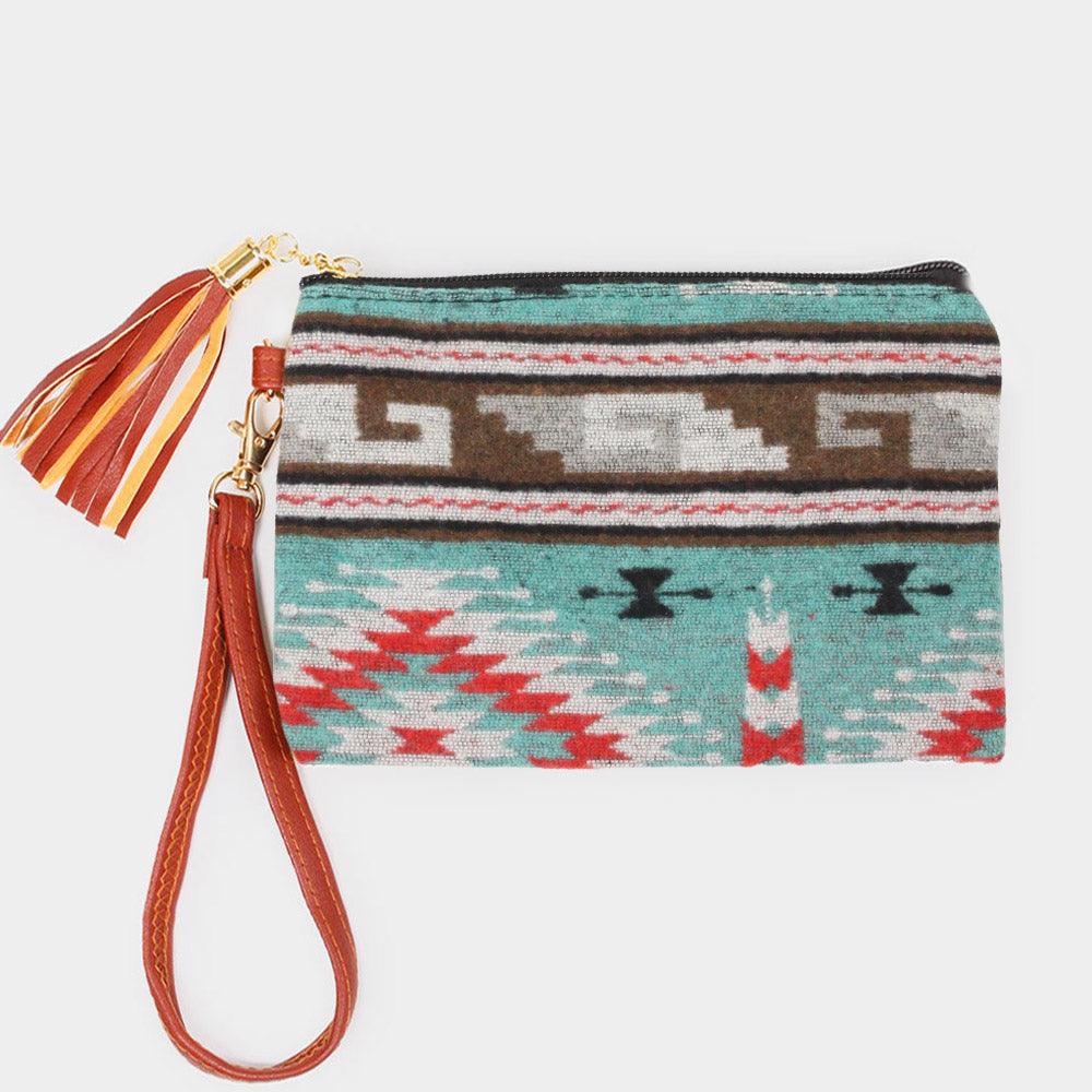 Western Patterned Wristlet Pouch Bag