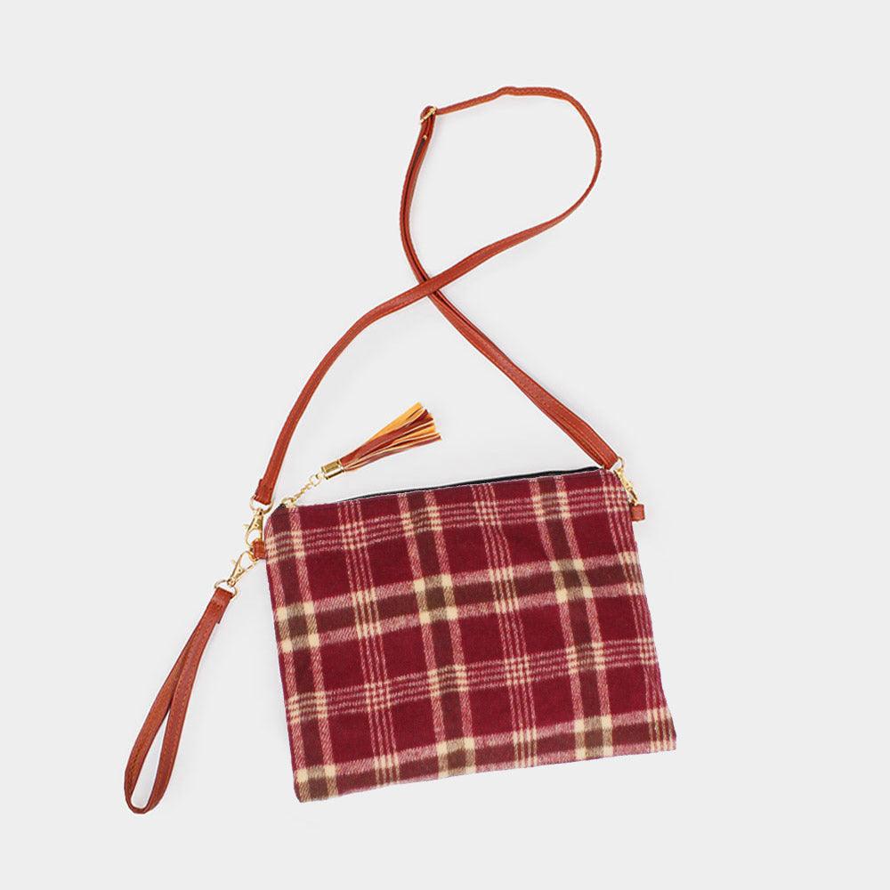 Plaid Check Patterned Crossbody / Clutch Bag