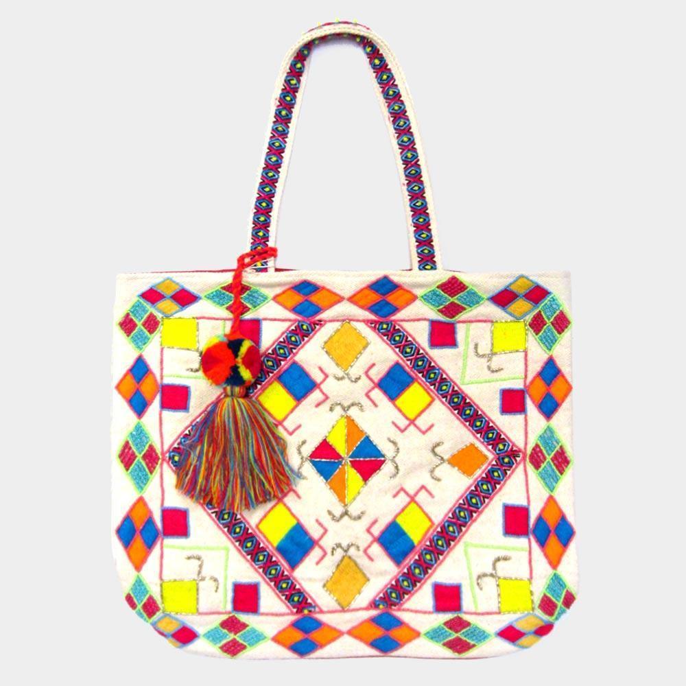 Abstract Patterned PomTassel Tote Bag - Jewelry Store by Erik Rayo