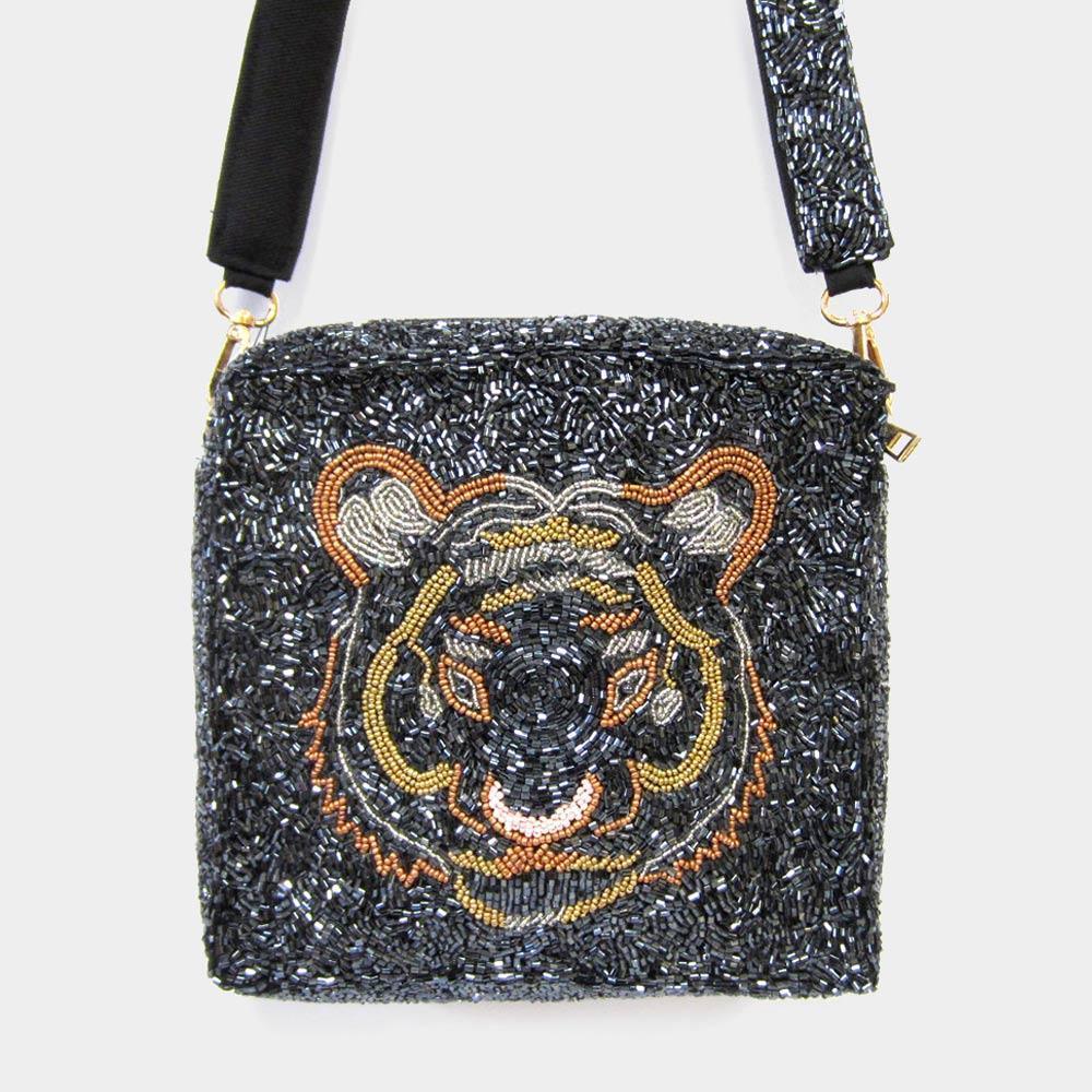 Tiger Accented Beaded Crossbody Bag - Jewelry Store by Erik Rayo