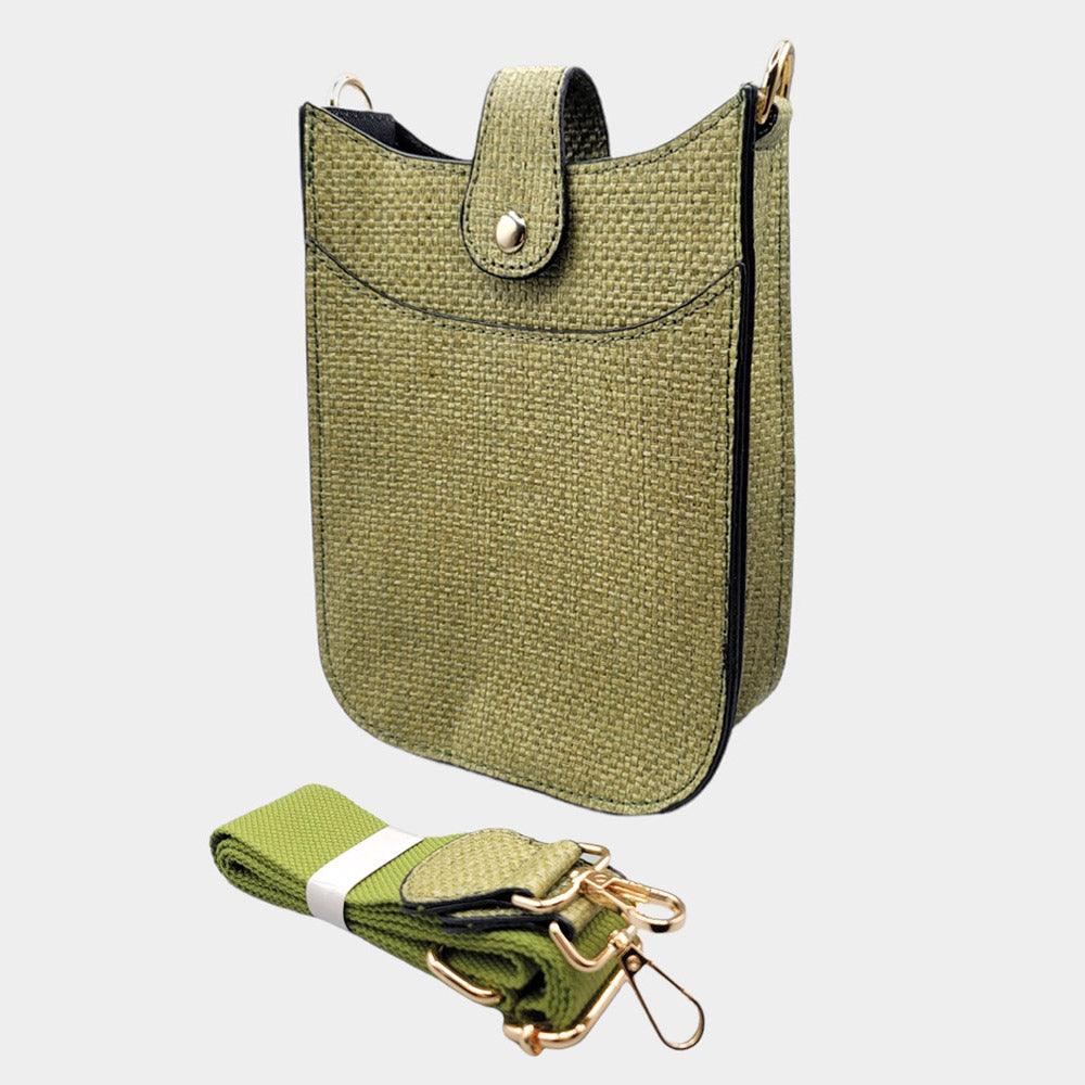 Woven Solid Crossbody Bag