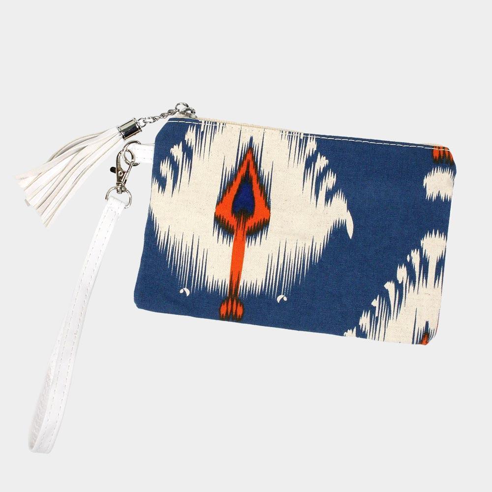 Ikat Printed Wristlet Pouch Bag - Jewelry Store by Erik Rayo