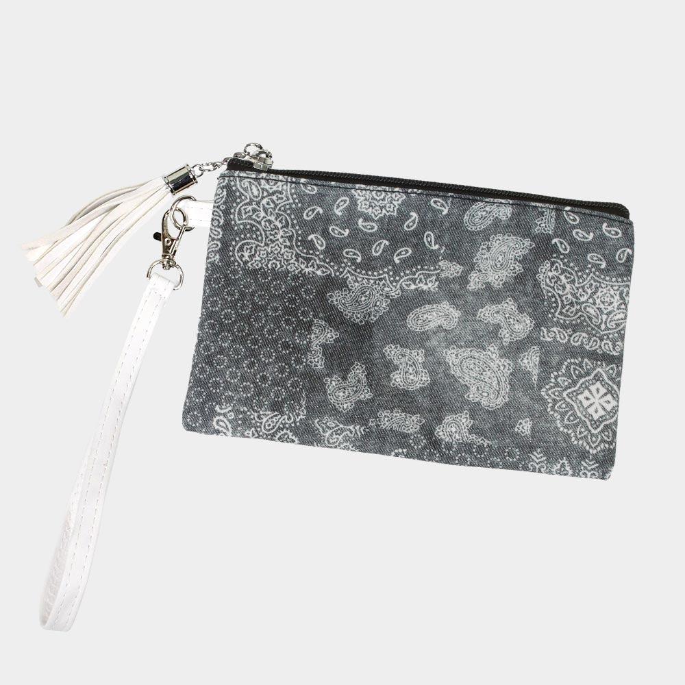 Paisley Patterned Wristlet Pouch Bag