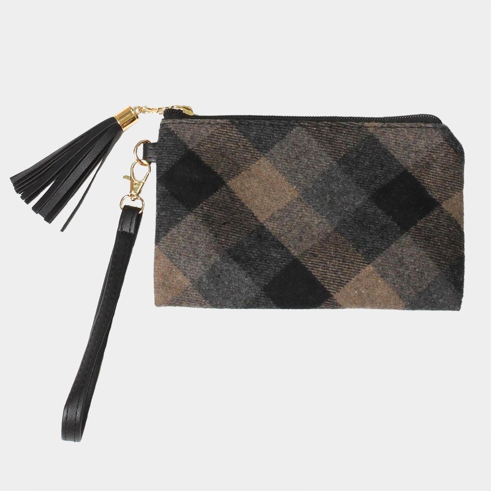 Plaid Check Wristlet Pouch Bag - Jewelry Store by Erik Rayo