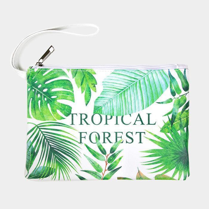 Tropical Forest Leaf Print Pouch Bag - Jewelry Store by Erik Rayo