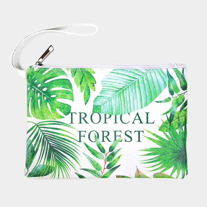 Tropical Forest Leaf Print Pouch Bag