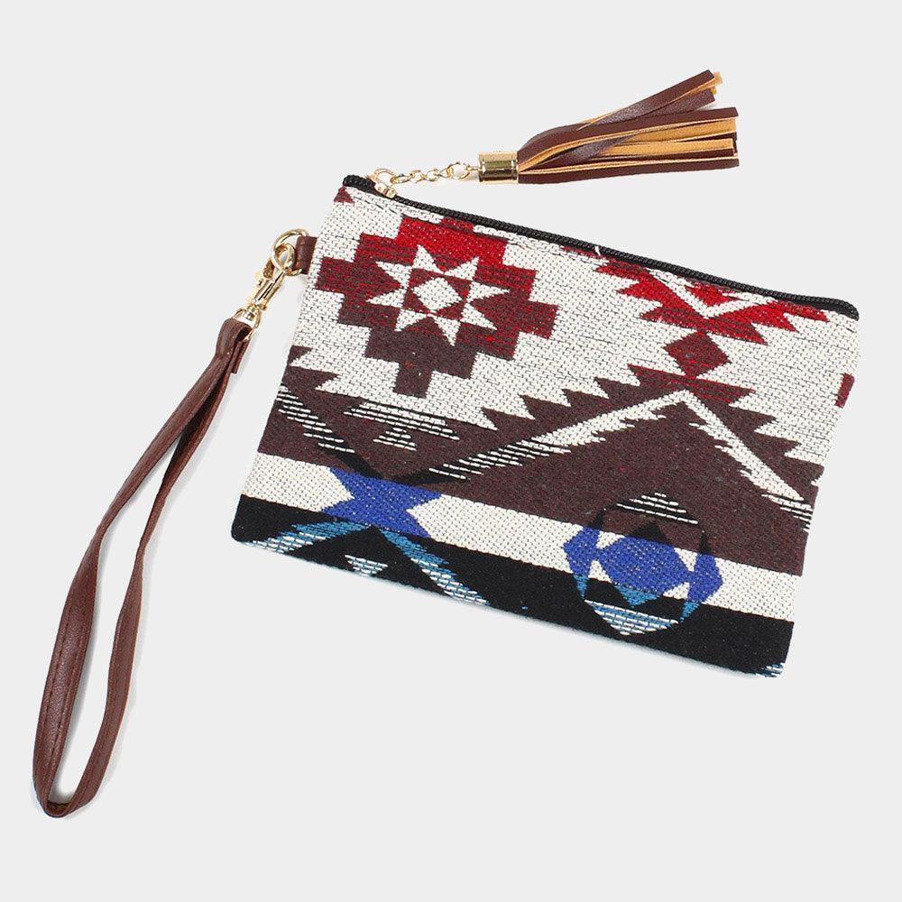 Aztec Patterned Woven Wristlet Pouch Bag - Jewelry Store by Erik Rayo