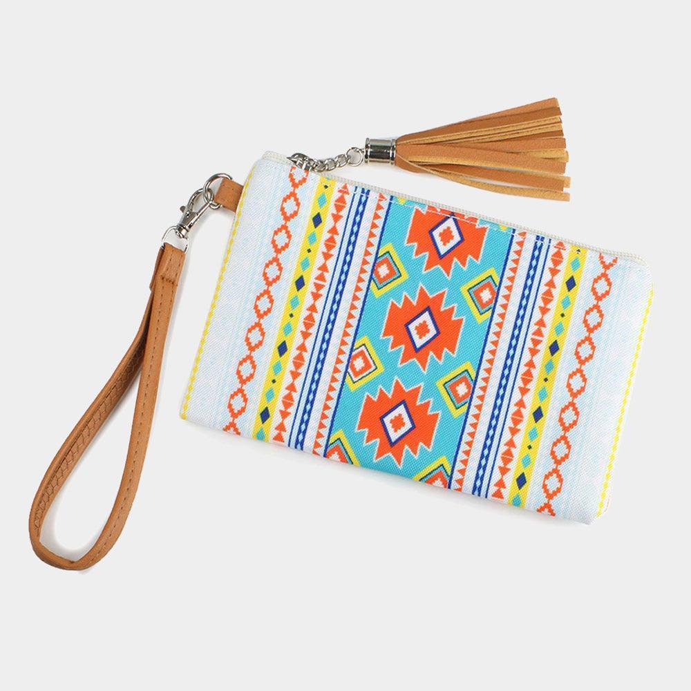 Aztec Patterned Wristlet Pouch Bag - Jewelry Store by Erik Rayo