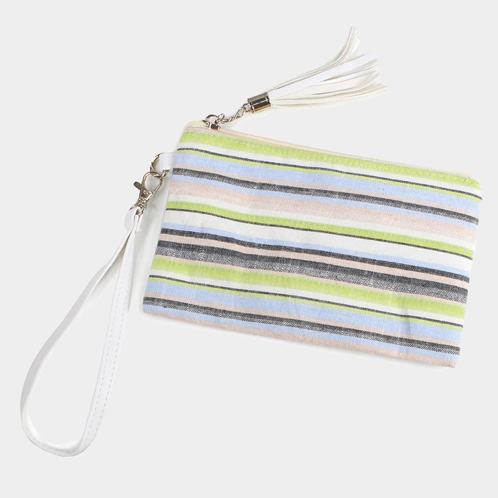 Colorful Striped Wristlet Pouch Bag