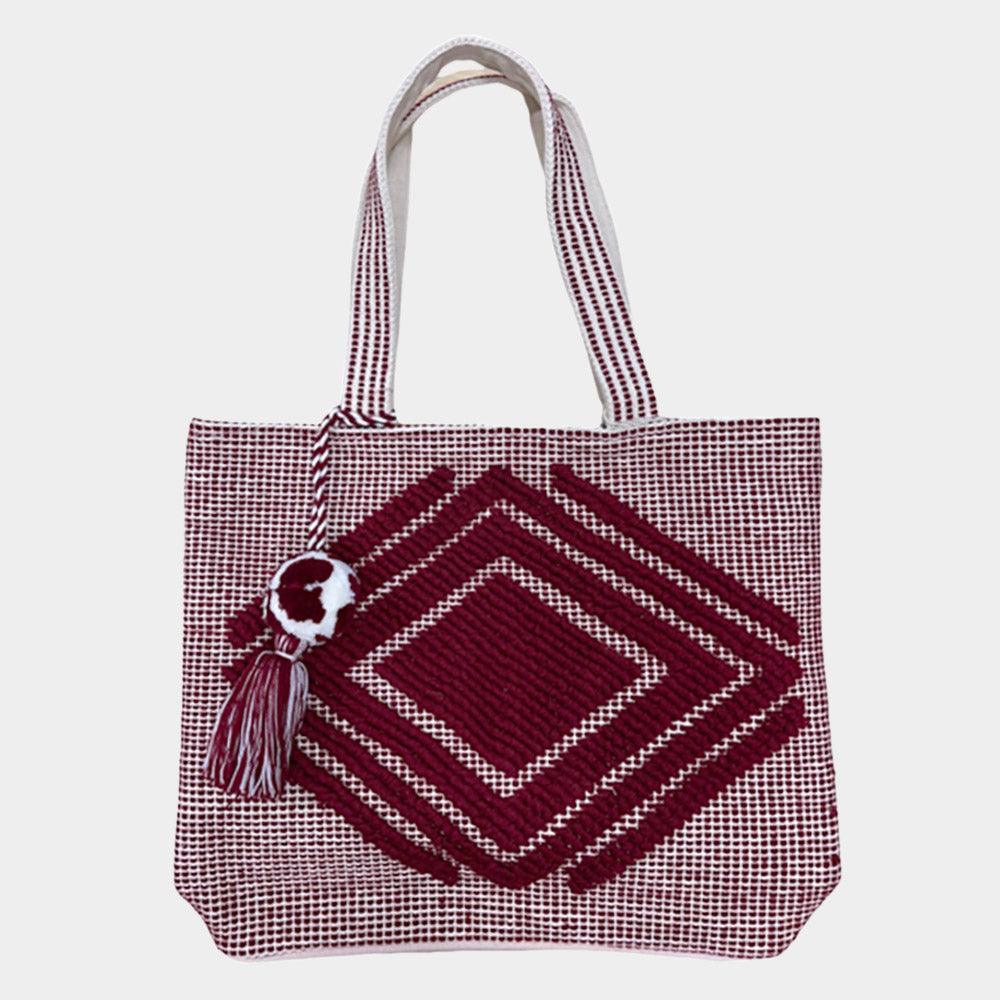 Boho Patterned Pom Pom Shoulder Bag - Jewelry Store by Erik Rayo