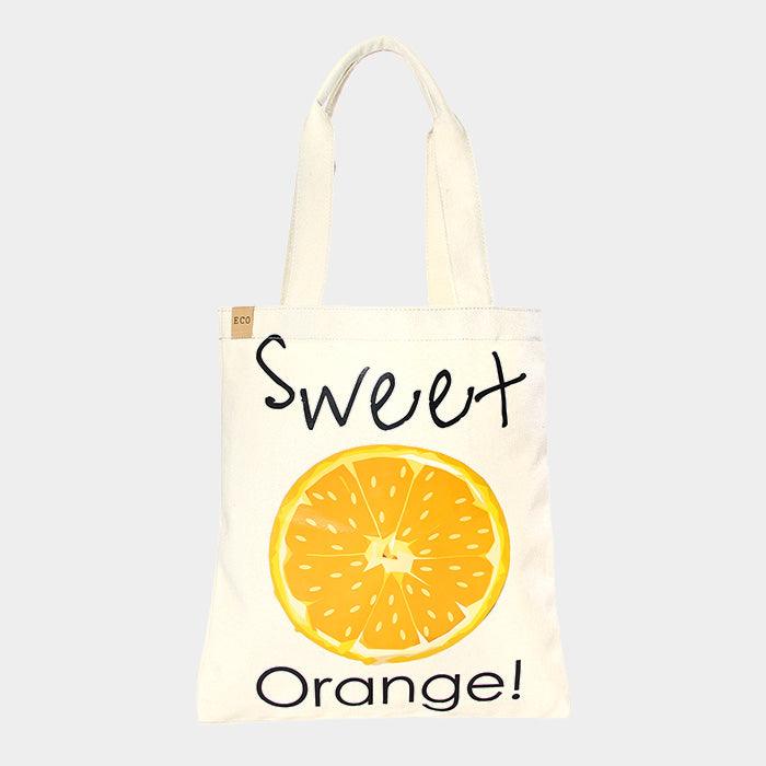 Orange Cotton canvas eco shopper bag