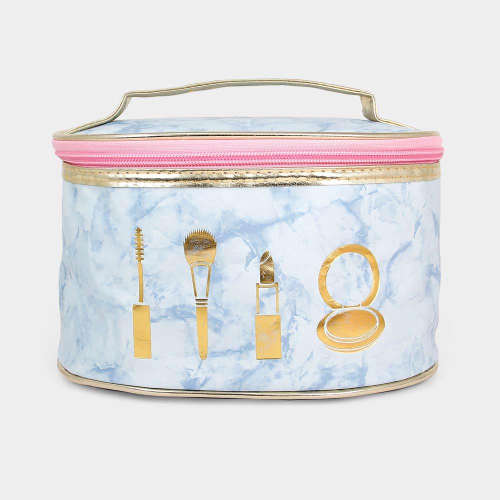 Marble Round Make up Pouch Bag