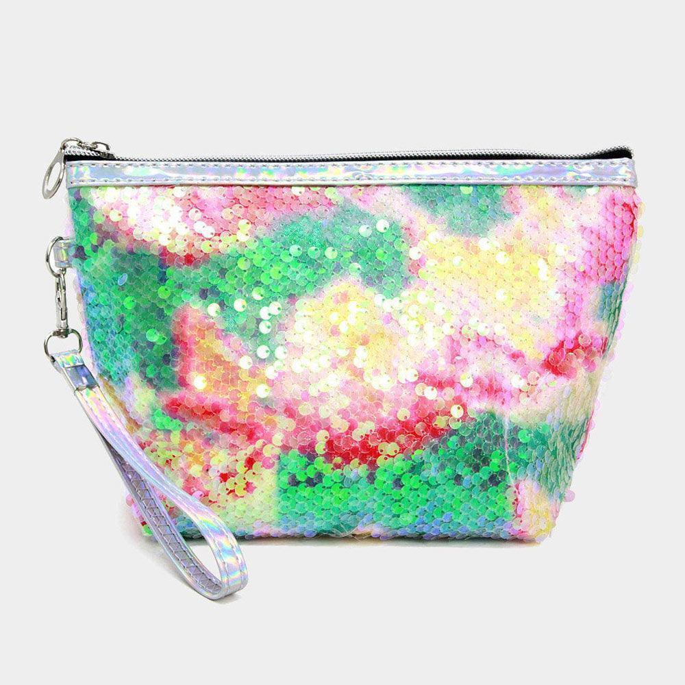 Colorful Glitter Sequin Cosmetic Pouch Bag - Jewelry Store by Erik Rayo