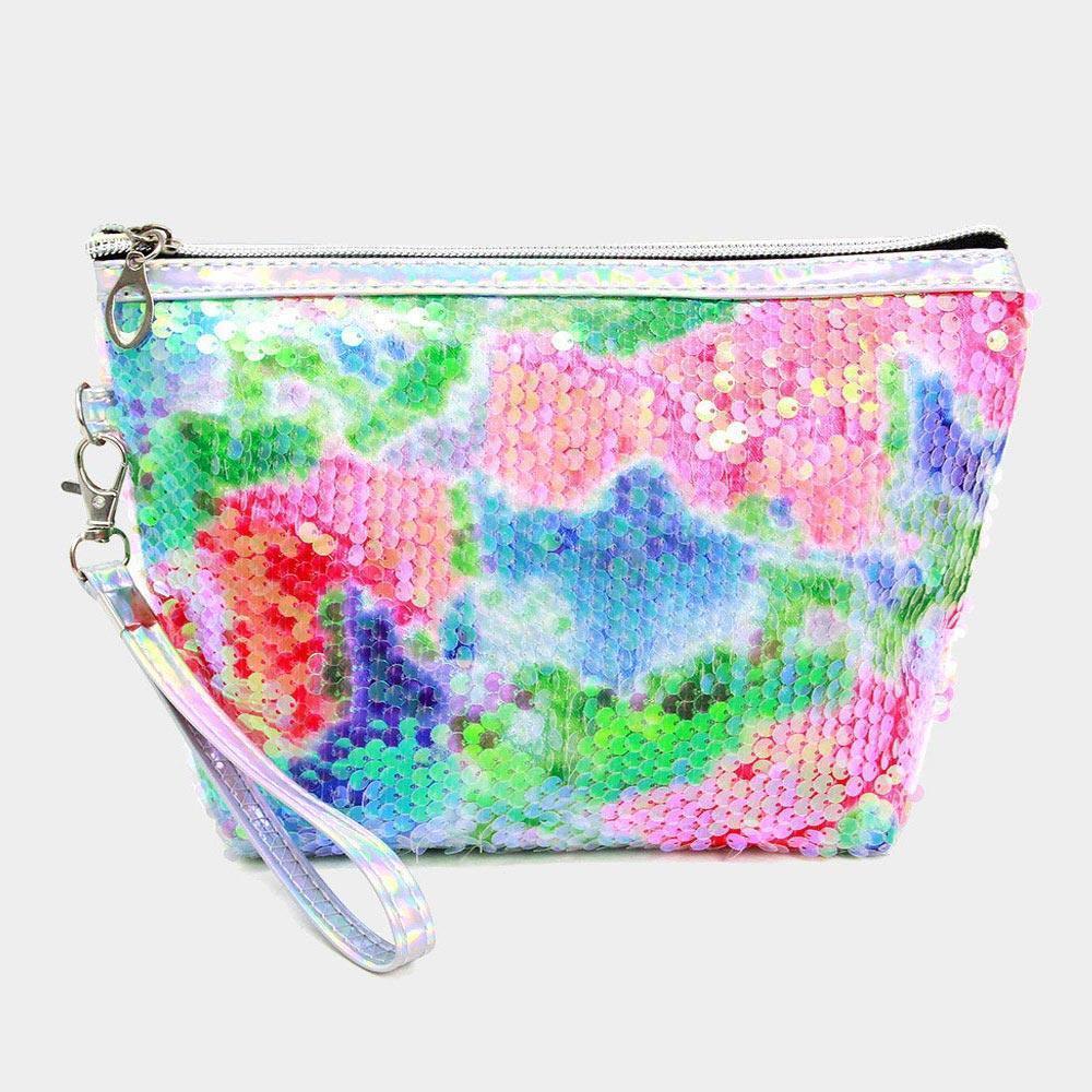 Colorful Glitter Sequin Cosmetic Pouch Bag - Jewelry Store by Erik Rayo