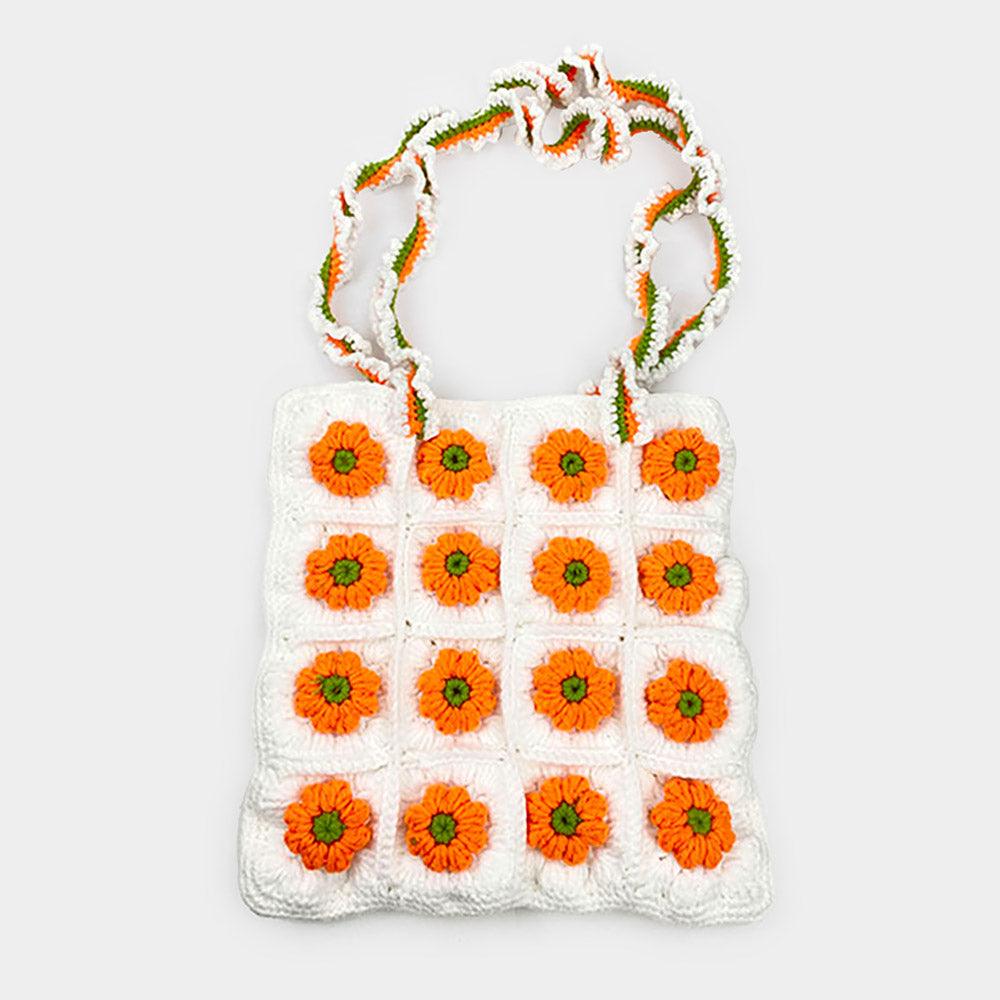 Granny Square Flower Pattern Crochet Tote Bag