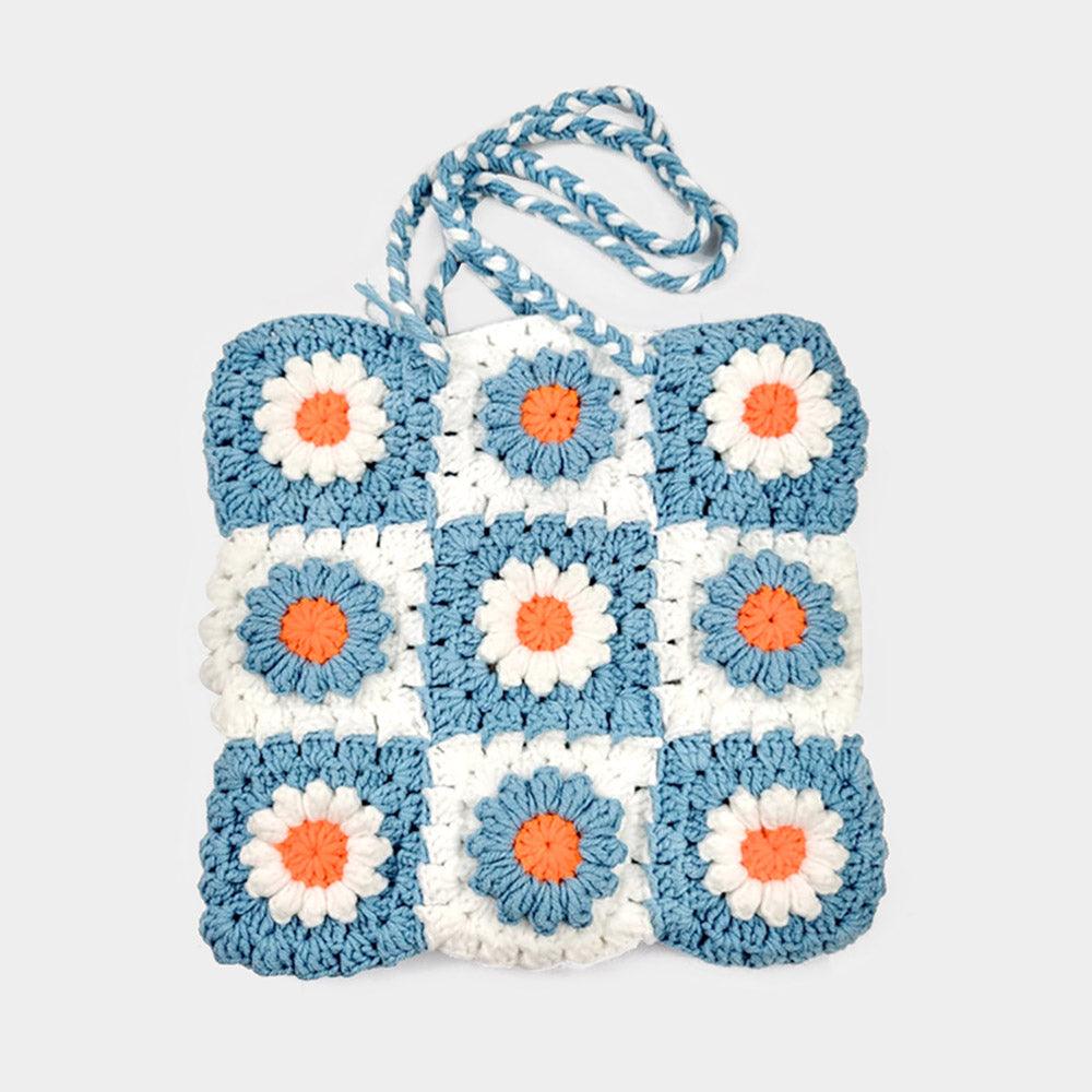 Granny Square Flower Crochet Tote Bag